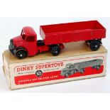 Dinky Toys, 521, Bedford Articulated Lorry, red cab and black, with black wings, and black hubs,
