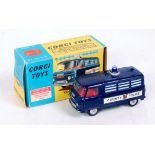 Corgi Toys, 464, Commer Police Van, dark blue body, blue roof light, barred windows,