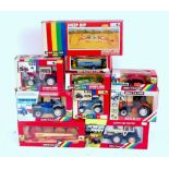 10 various boxed Britains 1/32nd scale Tractors and Farm Implements, all in rainbow window boxes,