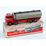 Dinky Toys, 504 Foden 14-ton tanker, 1st type red cab with grey tanker, red hubs and silver flash,