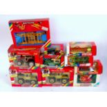 10 various boxed Britains 1/32nd scale Tractors and Farm Implements, all in rainbow window boxes,