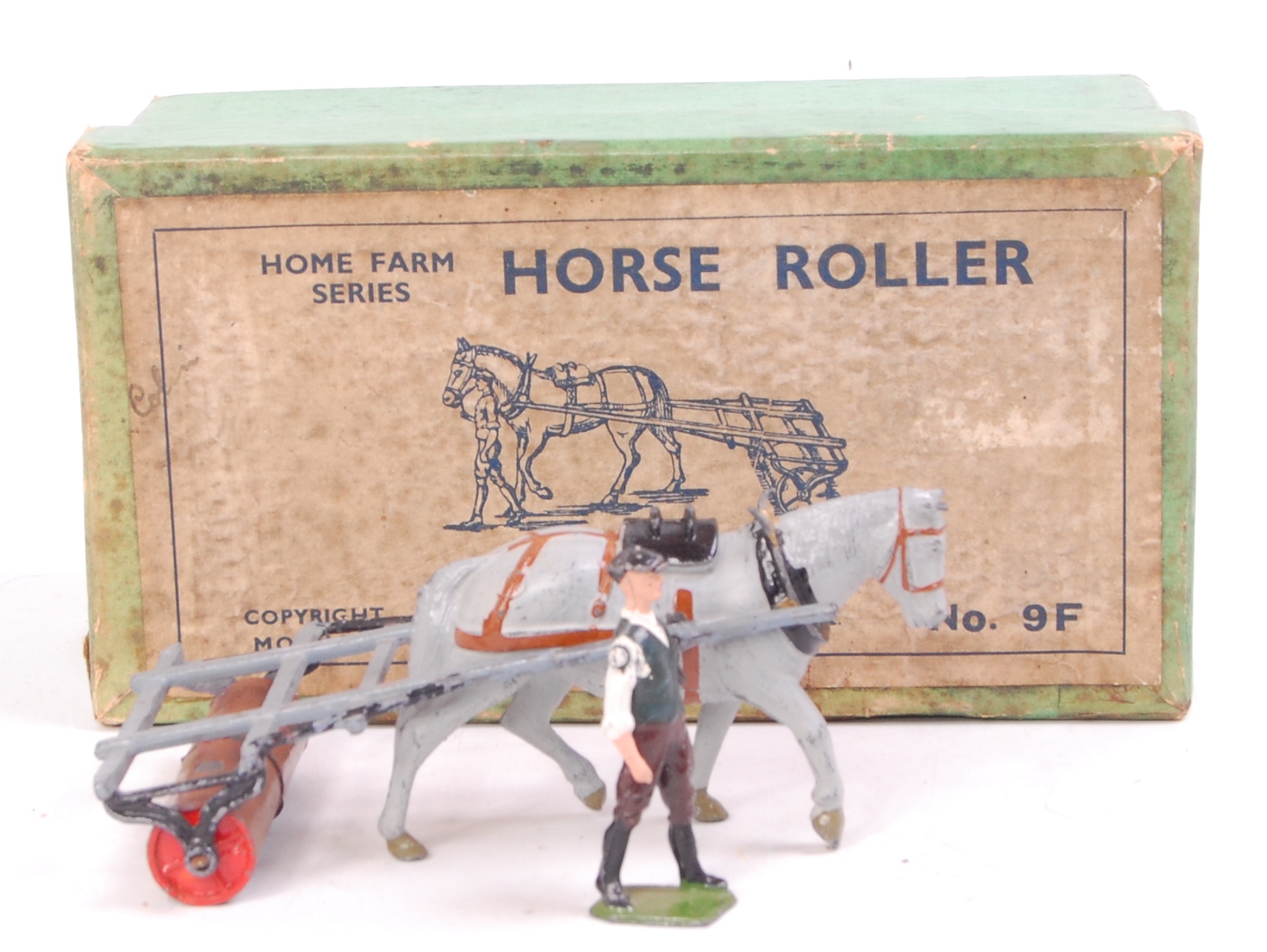 Britains 9F Farm Series horse drawn roller, comprising of horse and light blue roller, - Image 2 of 2