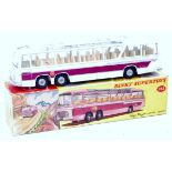 Dinky Toys, 952 Vega Major luxury coach, pale grey, cream interior, maroon flash, spun hubs,