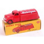 Dinky Toys, 440 petrol tanker 'Mobilgas', red body with red rigid hubs, silver detailing,