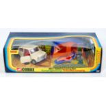 Corgi Toys, Gift Set 38, Mini 1000 camping set, comprising of cream mini with red interior,