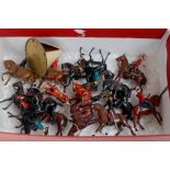 Mixed Britains and Lead Hollowcast Military Figures and Accessories, to include Mounted Hussars,