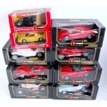 Burago 1/18th and 1/24th scale boxed group, 9 examples, to include Ferrari F40 1987,