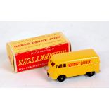Dublo Dinky Toys, 071 VW delivery van, yellow body with red logo and black plastic wheels,