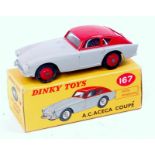 Dinky Toys, 167, AC Aceca Coupe, grey body with red roof and red hubs,