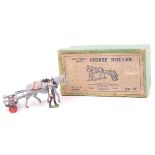 Britains 9F Farm Series horse drawn roller, comprising of horse and light blue roller,