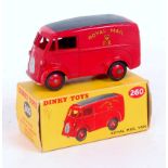 Dinky Toys, 260, Royal Mail Van, red body with black roof, red hubs with silver detailed grille,