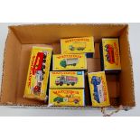 7 various boxed Matchbox 1/75 series and Major packed diecast vehicles,