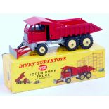 Dinky Toys, 959, Foden Dump Truck with Bulldozer, deep red body and back,