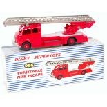 Dinky Toys, 956 turntable fire escape fire engine, red body with silver extending ladder,