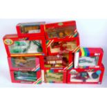 10 various boxed Britains 1/32nd scale Tractors and Farm Implements, all in rainbow window boxes,