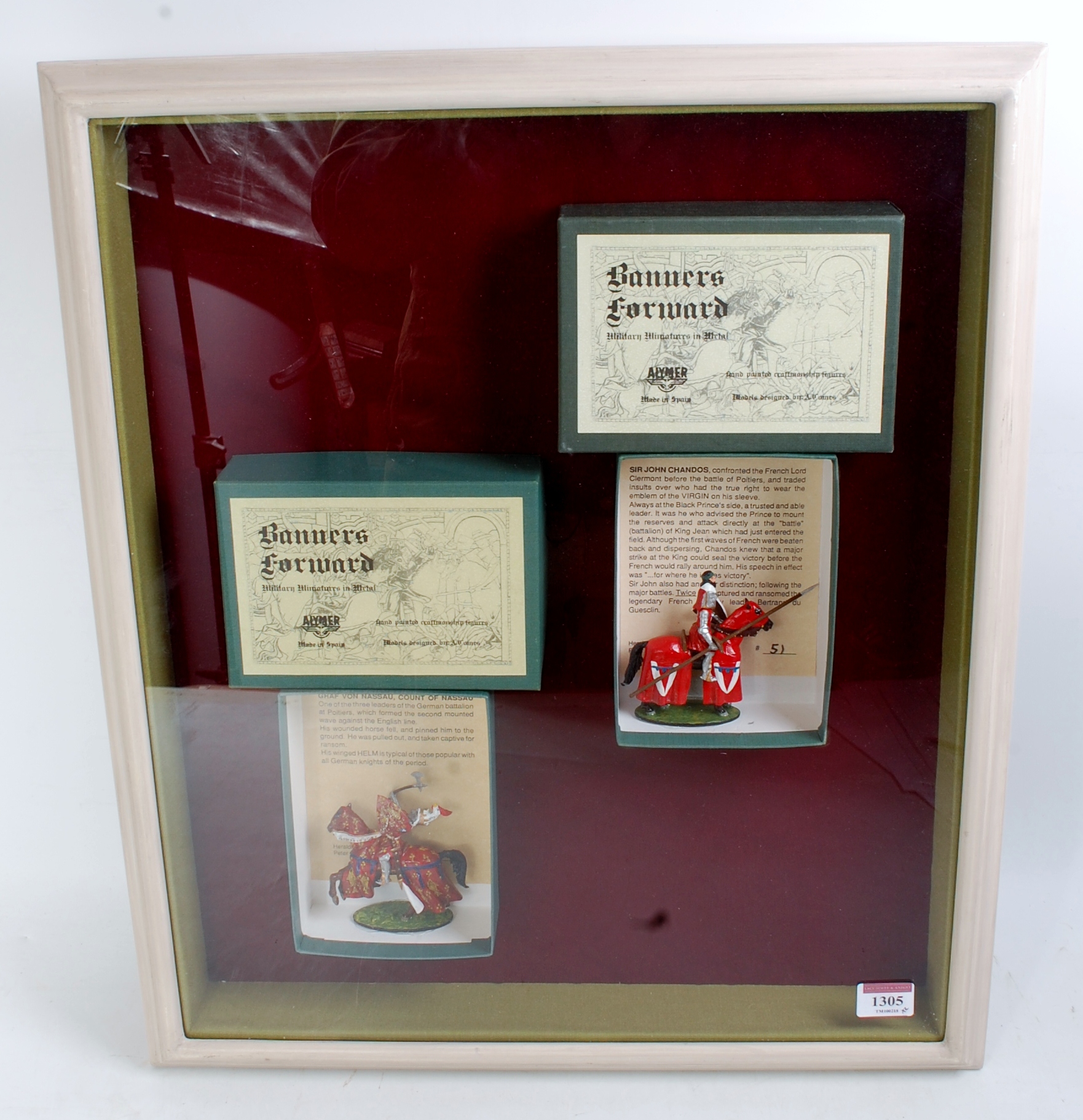 2 Framed and Glazed Pictures Depicting 4 Original Boxed Banners Forward Box Sets,