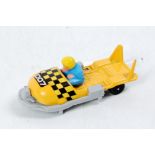 Corgi Juniors, James Bond 007 Bobsleigh, yellow and grey body with figure,