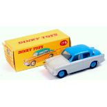 Dinky Toys, 175, Hillman Minx Saloon, grey lower body and blue roof, blue hubs,