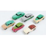 Dinky Toys Loose play worn Saloon Group, 6 examples, to include No.159 Morris Oxford, No.