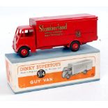 Dinky Toys, 514, Slumberland Mattresses Guy Van, red body and cab with red super toys hubs,