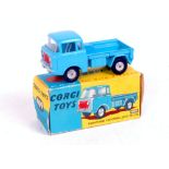 Corgi Toys, 409 forward control Jeep, light blue body with red grille, flat spun hubs,