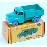 Dublo Dinky Toys, 064, Austin Lorry, green body with grey plastic smooth wheels,