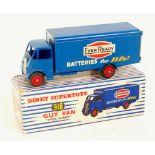 Dinky Toys, 918 Ever Ready Guy van, 2nd type cab, blue cab and body with red grooved hubs,