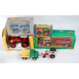 Collection of loose and boxed Farming diecasts to include Solido Renault Tractor and Dump Trailer,