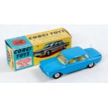 Corgi Toys, 229, Chevrolet Corvair, dark blue body, yellow interior, spun hubs,