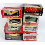 8 various boxed Bburago 1/24 scale diecast vehicles to include Porsche 959, Bugatti Type 55,