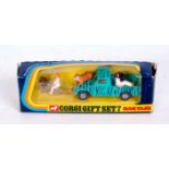Corgi Toys Gift Set 7, Daktari set, comprising of Land Rover in green and black Zebra Stripe,
