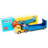 Corgi Toys, 1100 Bedford Carrimore low loader, yellow cab with metallic blue low loader trailer,