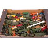 Tray of mixed playworn Dinky, Matchbox and other play worn diecasts, to include Dinky Petrol Tanker,