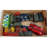 Tray of mixed loose play worn and modern issue diecasts to include Solido Army Vehicles,