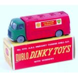 Dinky Toys Dublo, 070 AEC Mercury tanker, Shell/BP, with windows, grey knobbly wheels,