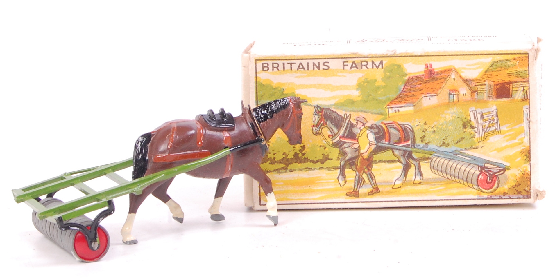 Britains Farm, 9F, Horse Drawn Roller, missing farm figure,