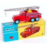 Corgi toys, 1121 Chipperfields circus crane truck, red body with light blue logo and wheels,