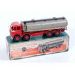 Dinky Toys, 504 Foden 14-ton tanker, 1st type red cab with grey tanker, red hubs and silver flash,