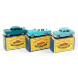 Matchbox 1-75 Series Boxed Group, 3 examples, to include No.33a Ford Zodiac (VG-BG), No.