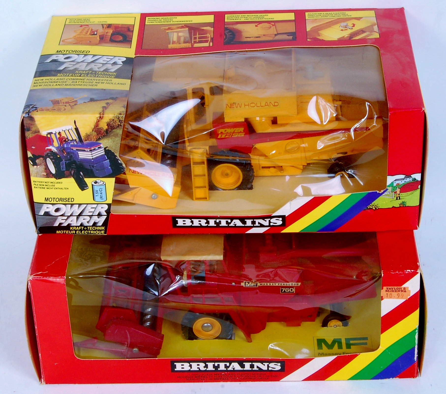 Britains Boxed Combine Harvester Group, 2 window boxed examples, to include No.