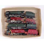 A small tray containing 4x Hornby locomotives including LMS 6233 'Duchess of Sutherland',