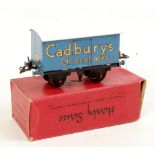 Hornby 1938-41 Cadbury's chocolate van, black standard base, lighter blue body repainted white roof,