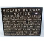 Midland Railway cast iron bridge weight restriction notice marked 'Derby April 28th 1875' in