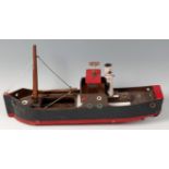 A Lines Brothers (pre Tri-Ang) wooden model tramp steamer 'British Trader' with clockwork motor