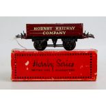 Hornby 1940-41 coal wagon with maroon body and white 'Hornby Railway Company' transfer (VG)