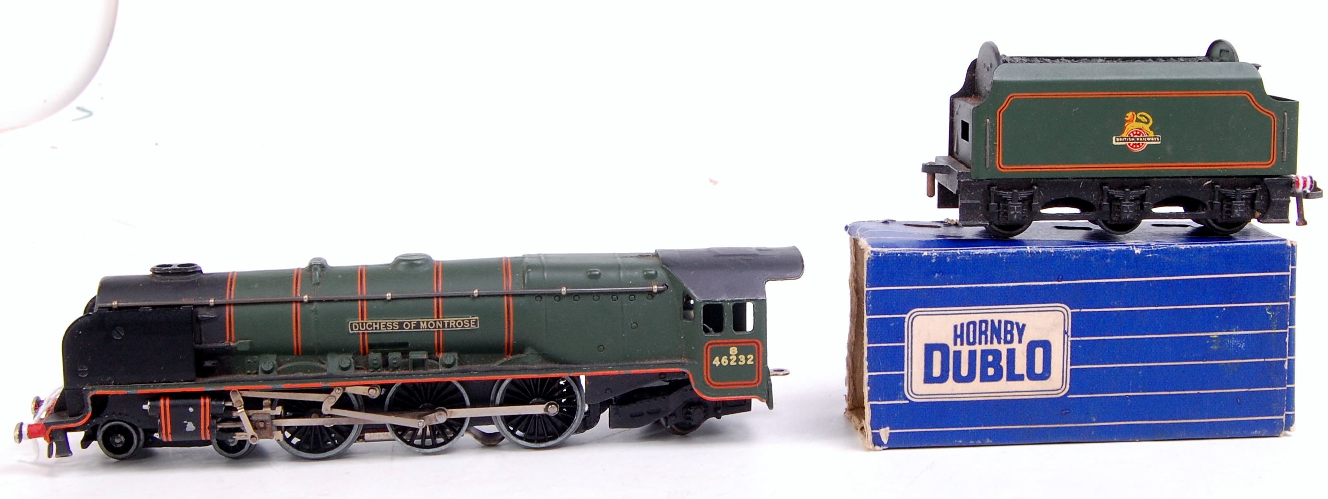 Hornby Dublo 3-rail EDL12 'Duchess of Montrose' - some playwear with 6 wheel BR tender,