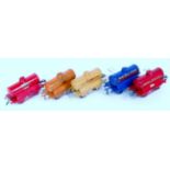 5x prewar Hornby tank wagons including red Shell, orange Pratts, red royal Daylight,