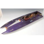 A petrol engined model hydroplane racing boat, single engine, single screw,