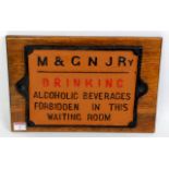 A reproduction cast iron railway plaque for M&GNJ railway,
