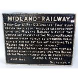 Midland Railway cats iron Trespass notice dated June 1899,